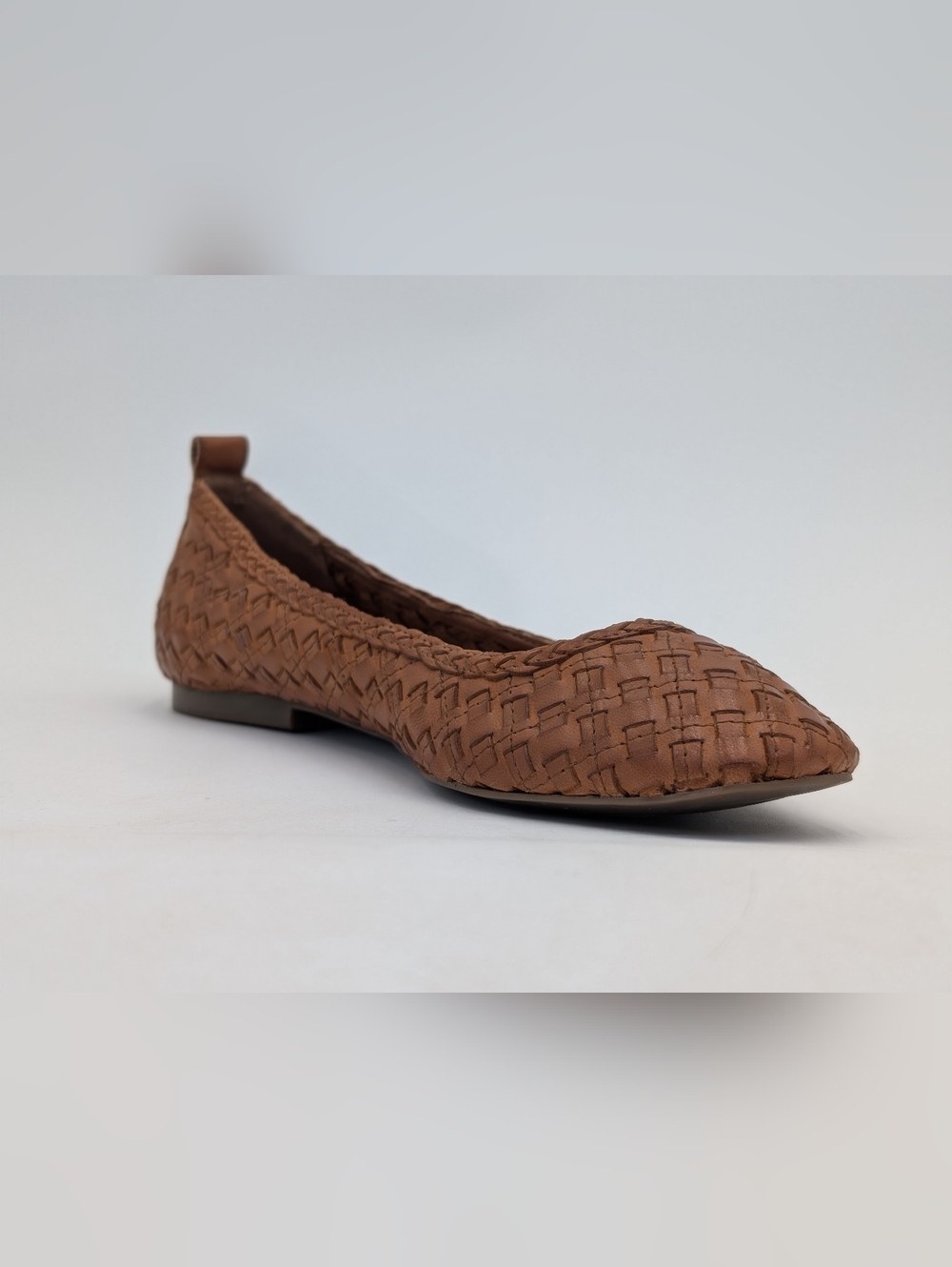 Handcrafted Soft Woven Leather Ballet Flats Sz 7.5 Gold Tone Accents & Pull Tabs - Picture 5 of 17